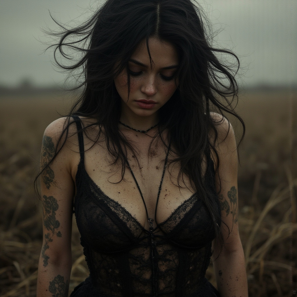 Flux.1-Dev / Flux.1-Schnell NF4 UNET prompt: Craft an Old Master painting full body shot of A woman with raven black hair, co...