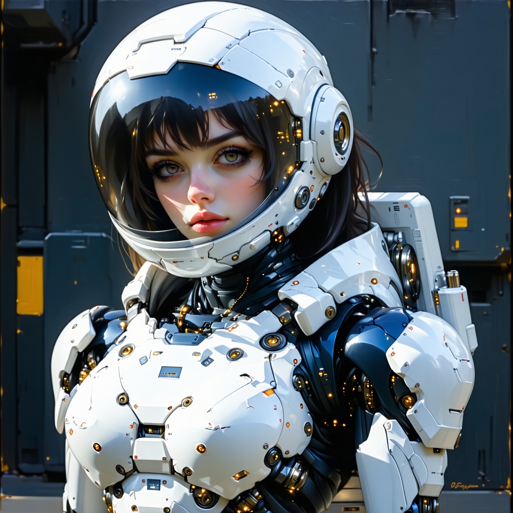 Stable Diffusion  prompt: Hyper realistic painting of a beautiful girl in an EVA plugsuit, hyper detailed,...