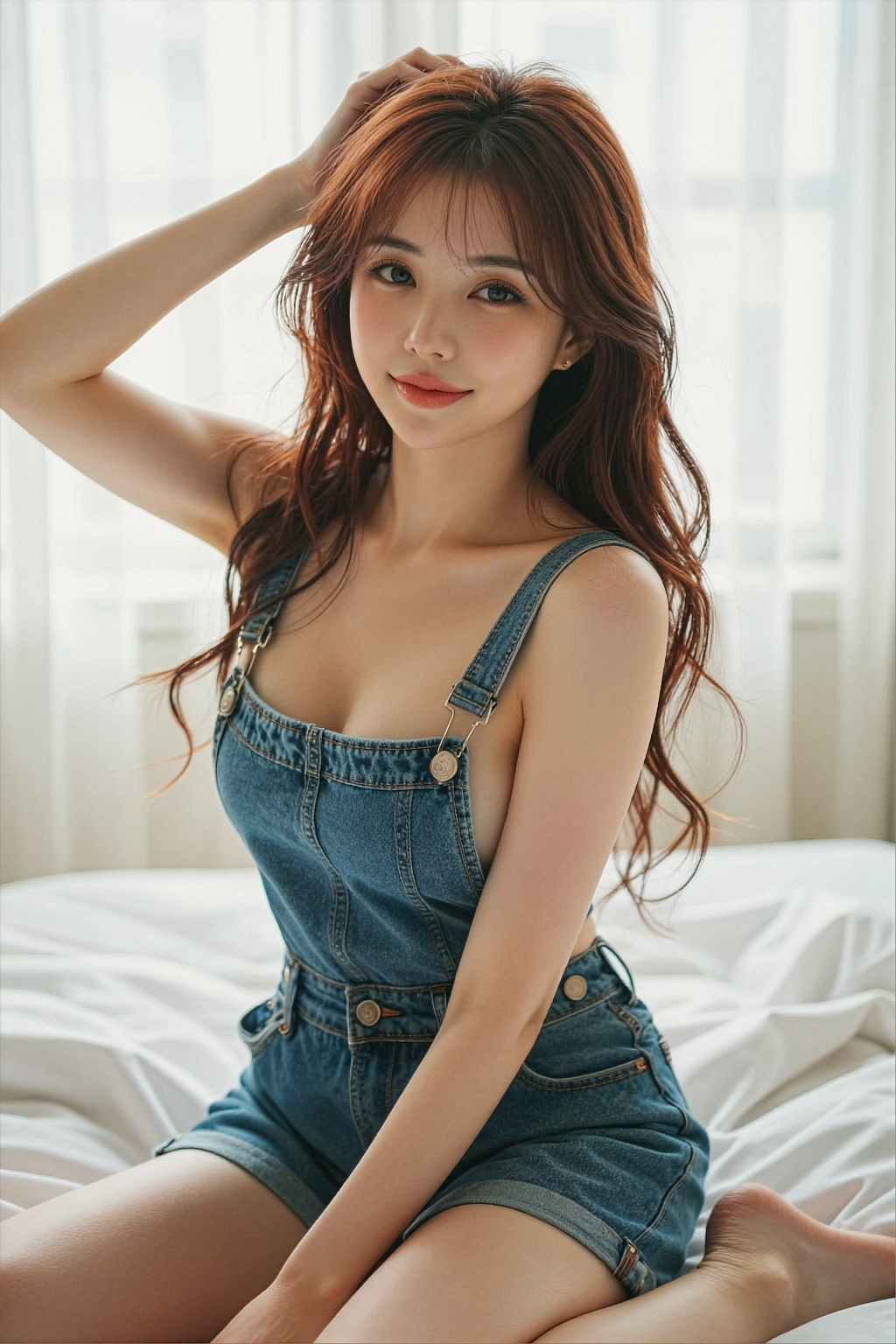 Z Image prompt: A high-quality photorealistic indoor portrait of a beautiful young Asian woman w...