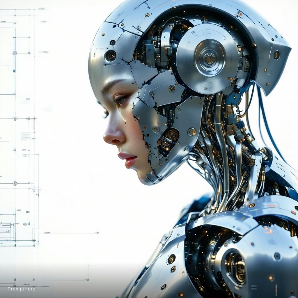 Stable Diffusion  prompt: Ultra-detailed cinematic portrait of a Hong Kong female cyborg , navy and white ...
